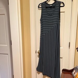 CAbi Black and Blue Striped Maxi Dress